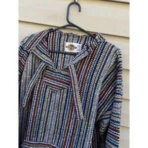 Earth Ragz XL Hoodie Baja Rainbow Colored Mexico Made Unisex Poncho Sweater